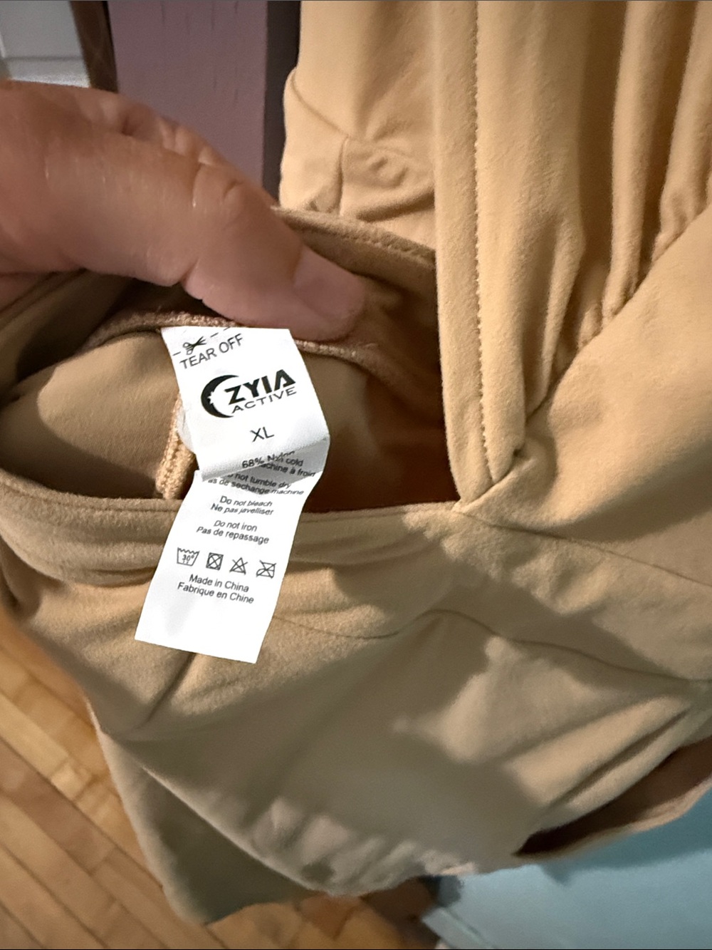 ZYIA Tan Sleeveless Utility Romper with Front Zip and Drawstring - Picture 4 of 4